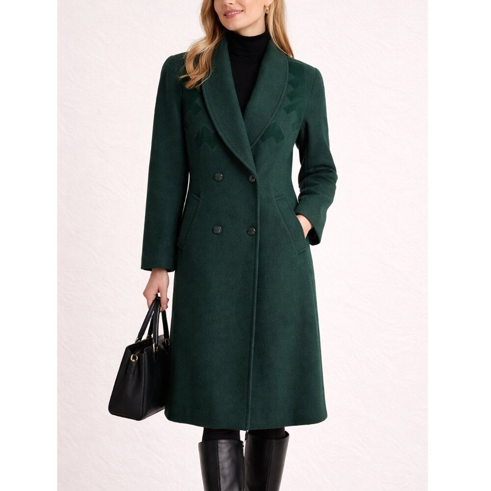 Editions Vintage Forest Green Wool Coat Longline Double Breasted Size M